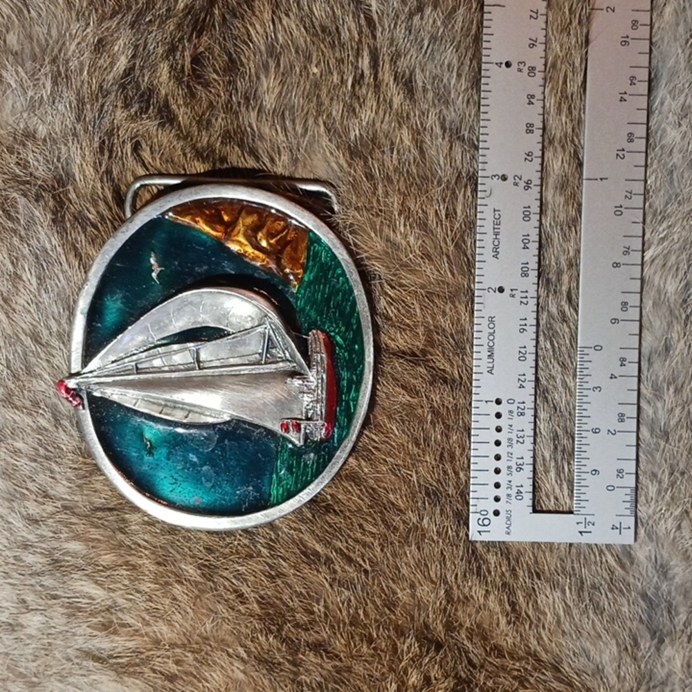 Vintage Sailboat poured resin belt buckle